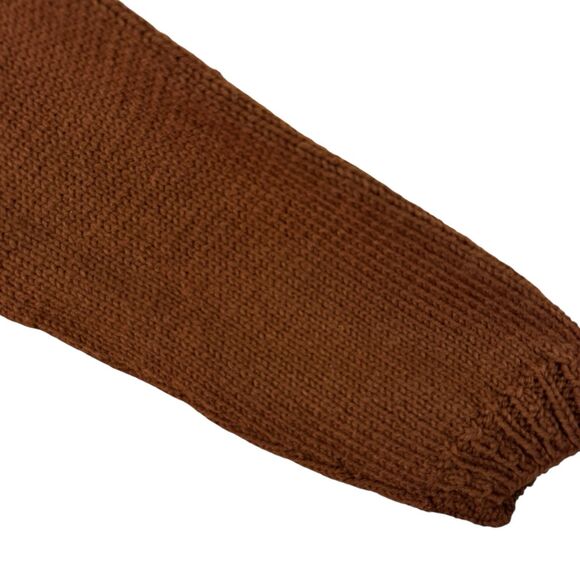 Vintage Handknit X-Large Sweater Cardigan Leaves Fall Dark Brown Womens READ - Picture 9 of 16